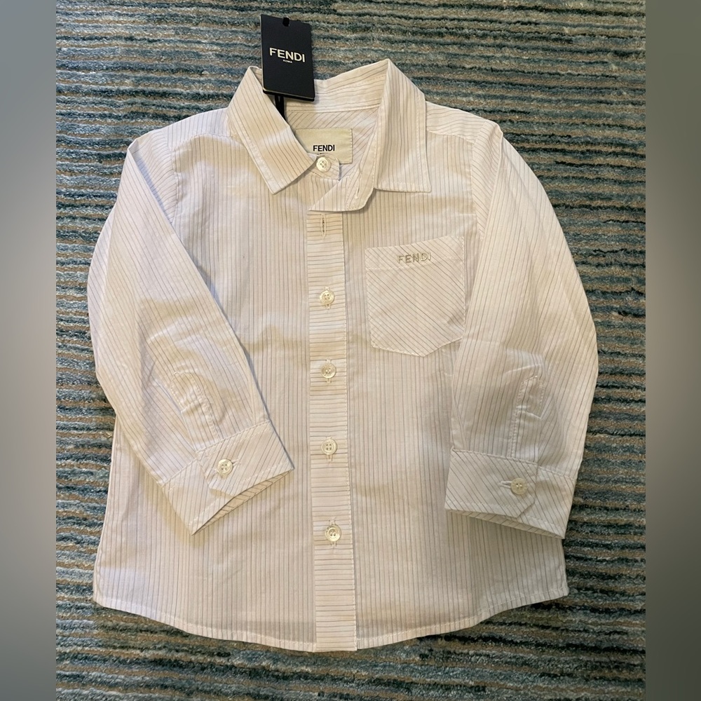 Fendi White Button Down Shirt - Size 12 Months - NWT